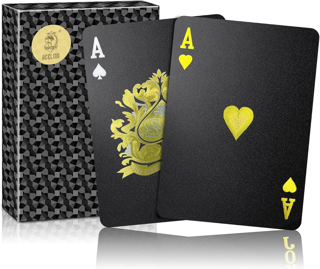 Waterproof Playing Cards, Plastic Playing Cards, Deck of Cards, Gift Poker (Black Diamond Cards)