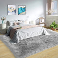 Sheepskin Rug 8X10, Faux Fur Sheepskin Rug for Living Room, Fluffy Washable Rug for Bedroom, Nursery, Teen Bedroom Decor, Grey Shag Rug, Rectangle