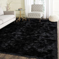 5X8 Sheepskin Rug, Faux Fur Sheepskin Rug for Living Room, Fluffy Washable Rug for Bedroom, Nursery, Luxury Room Decor, Black Fluffy Rug, Rectangle