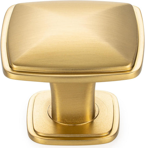 10 Pack Brushed Gold Cabinet Knobs Gold Drawer Knobs K02 Square Single Hole Cabinet Pulls for Cabinets Drawer Dresser Cupboard Bedroom Closet Bathroom Vanity