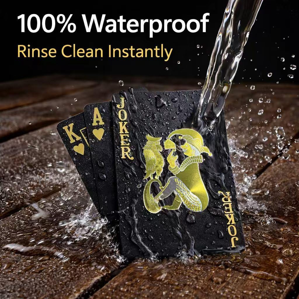 Waterproof Playing Cards, Plastic Playing Cards, Deck of Cards, Gift Poker (Black Diamond Cards)