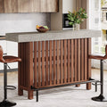 US Local Bar Table with Footrest, 63 Inches Modern Home Bar Unit with 2-Tier Storage, 42" H Counter Height Pub Table For