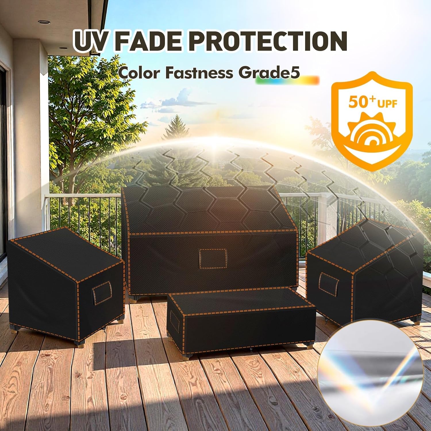 Patio Furniture Set Covers, 4 Piece Patio Covers for Outdoor Furniture Waterproof, 420D Outdoor Furniture Cover, UV Fade Protection, Tear-Resistant, Black