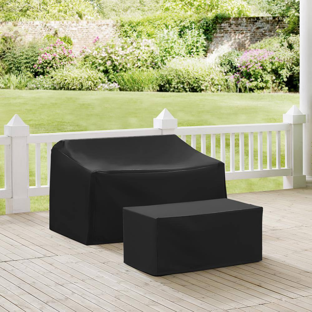 2Pc Black Outdoor Furniture Cover Set