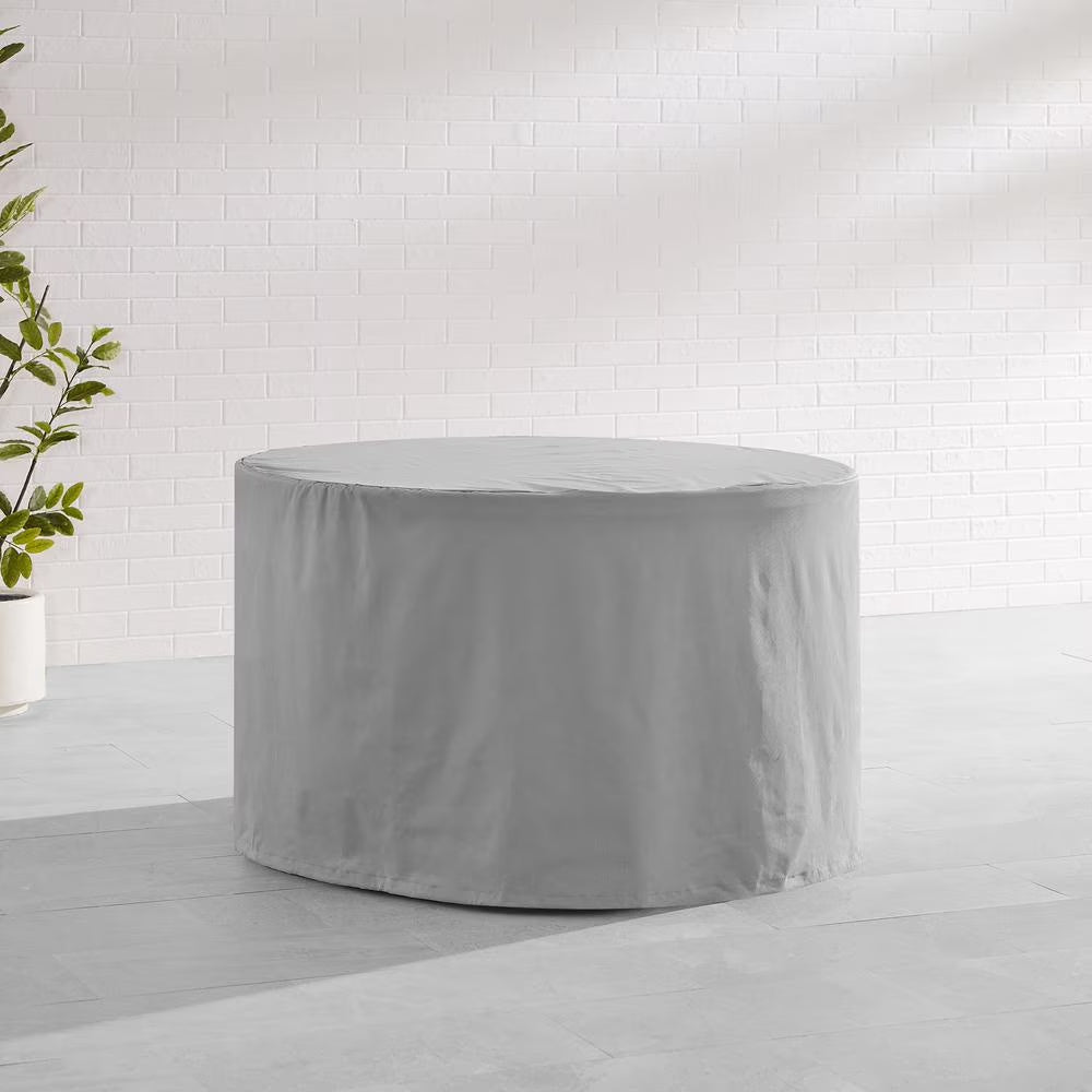 round Vinyl Outdoor Dining Table Furniture Cover in Gray