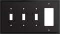 Modern Edge Decorative Wall Plate Switch Plate Outlet Cover, Durable Solid Zinc Alloy (Triple Toggle/Single Decorator, Matte Black)
