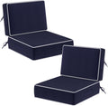 5" Thicker Outdoor Chair Cushions 2 Sets 24" *24" Waterproof Patio Chair Cushions for Outdoor Furniture W/Removable Cover 30D High Density Sponge Filling Thicken Patio Furniture Cushion W/Handle &Ties