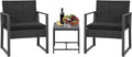 3 Piece Patio Furniture Sets Wicker Patio Chairs Rattan Outdoor Bistro Set Outdoor Furniture for Backyard Porch Poolside Lawn,Black Cushion