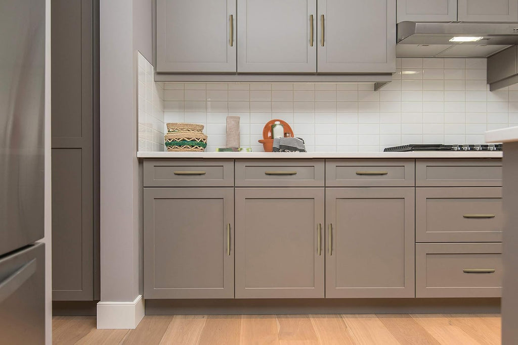 10 Pack 5 Inch Cabinet Pulls Brushed Brass Stainless Steel Kitchen Drawer Pulls Cabinet Handles 5”Length, 3” Hole Center