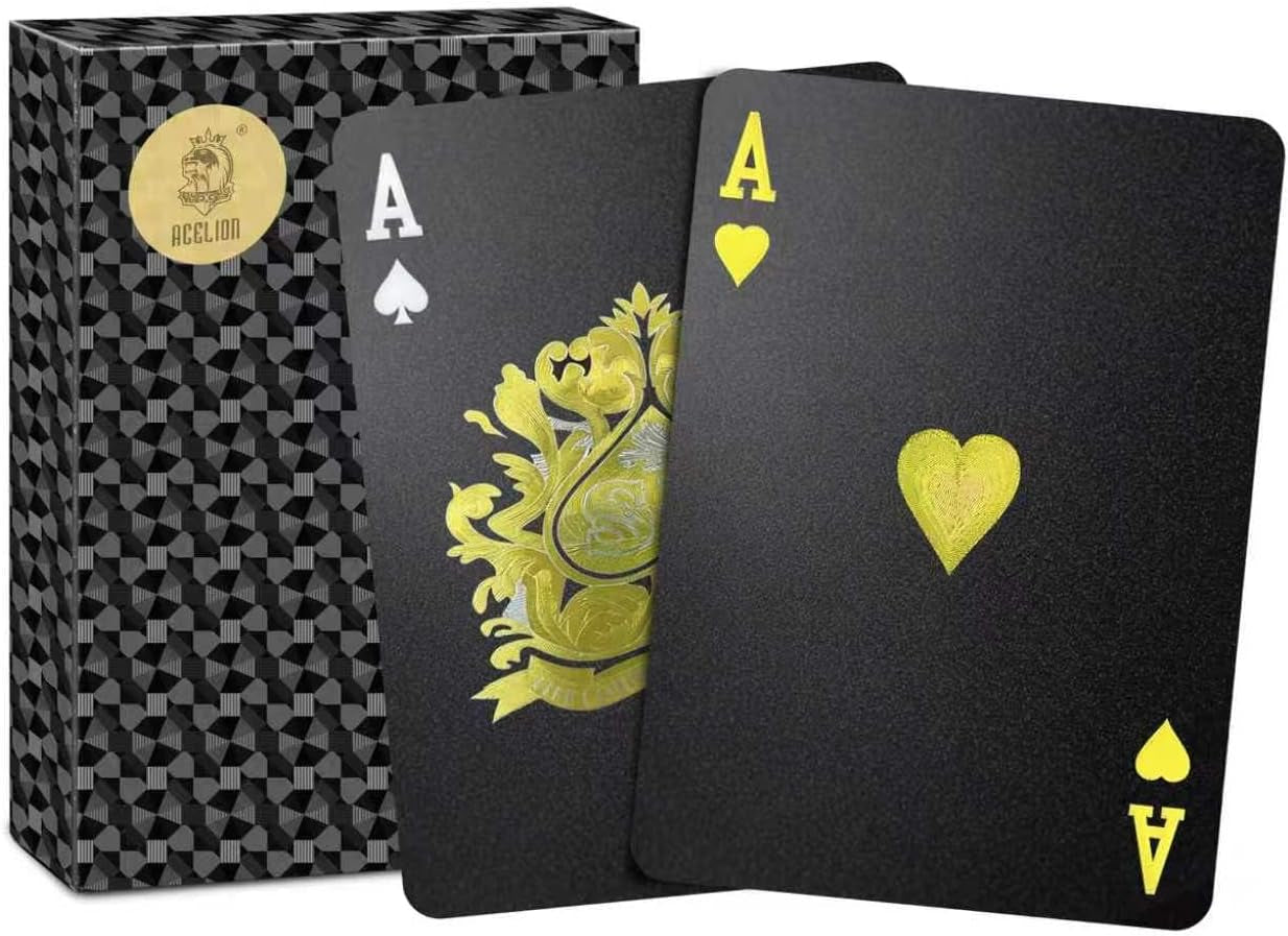 Waterproof Playing Cards, Plastic Playing Cards, Deck of Cards, Gift Poker (Black Diamond Cards)