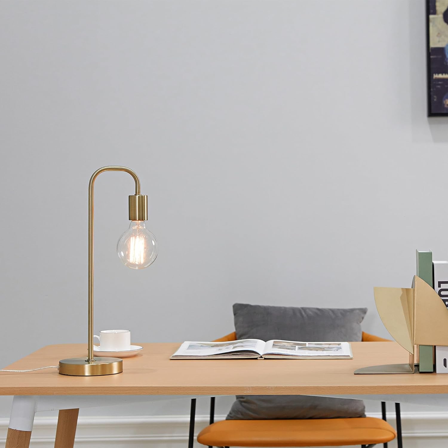 67433 Holden 18" Table Lamp, Matte Brass, Modern, Night Stand, Bedroom Décor, Living Room, Bedside Light
