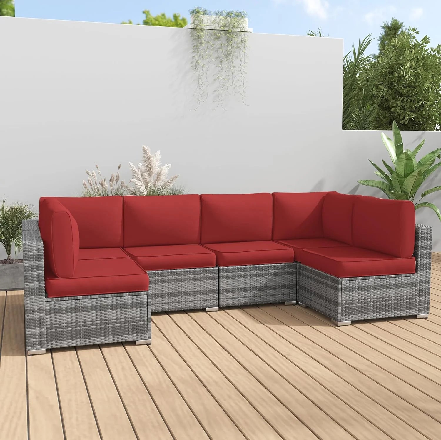 Outdoor Cushions for Patio Furniture Replacement, Patio Furniture Cushions, Deep Seat Patio Cushions, Patio Seat Cushions for Outdoor Sectional (Red)