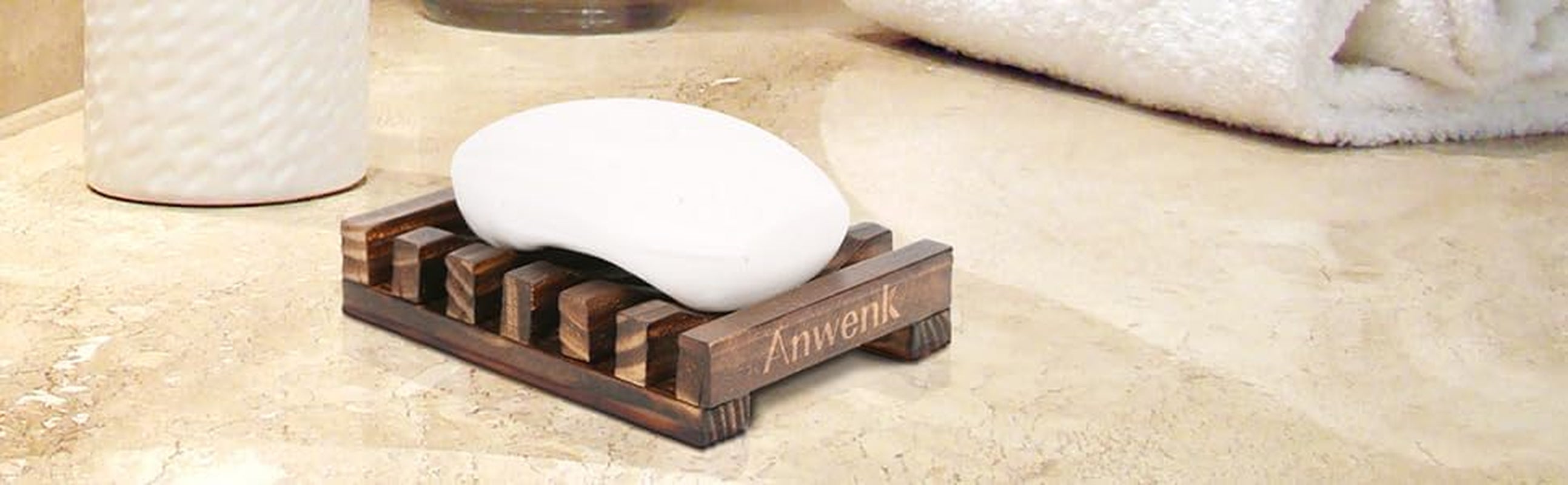 Wooden Soap Dish Soap Holder Saver Tray for Bathroom Shower Kitchen Drainer Hand Craft Rectangular for Soap,Sponges and More (1Pack)