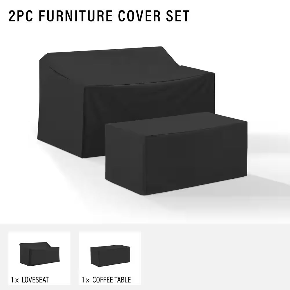 2Pc Black Outdoor Furniture Cover Set