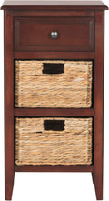 SAFAVIEH Furniture - Everly 1-Drawer Side Table - Cherry - Solid Wood - Coastal Basket Storage Design - Ideal for Living Room, Entryway, Home Office, 15"W X 12"D X 27.5"H - Fully Assembled (AMH5743C)