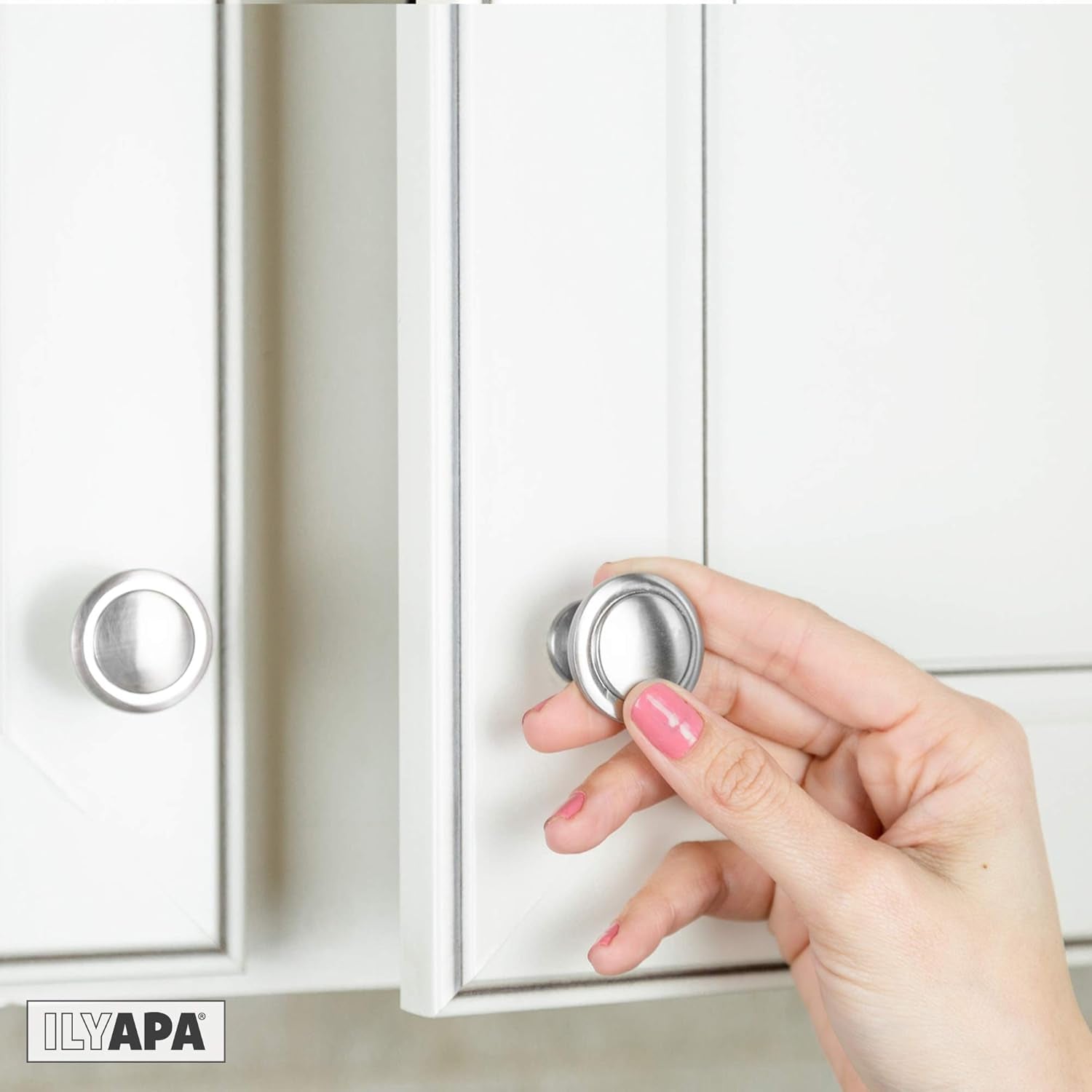 Satin Nickel Kitchen Cabinet Knobs - 1 1/4 Inch round Drawer Handles - 30 Pack of Kitchen Cabinet Hardware