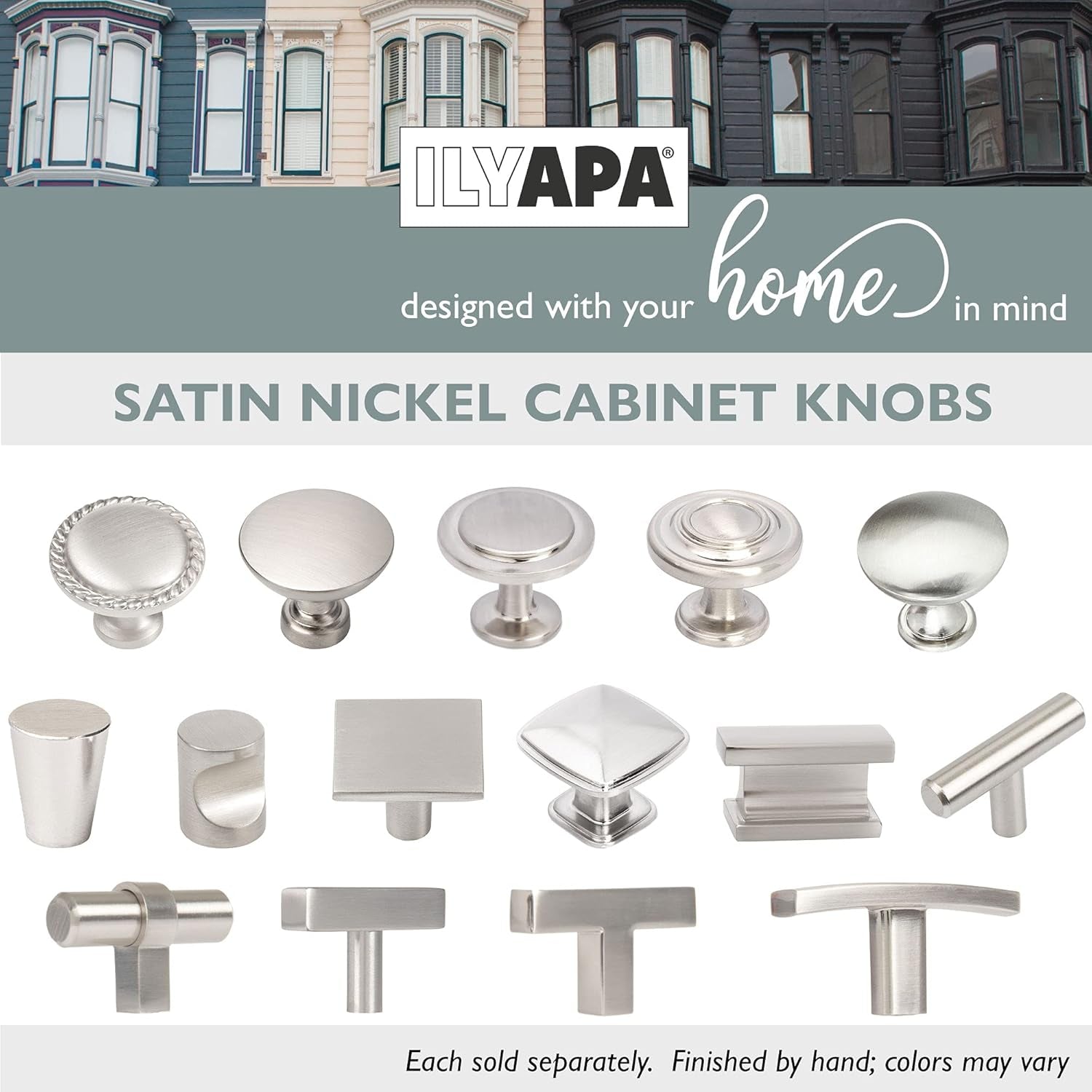 Satin Nickel Kitchen Cabinet Knobs - 1 1/4 Inch round Drawer Handles - 30 Pack of Kitchen Cabinet Hardware