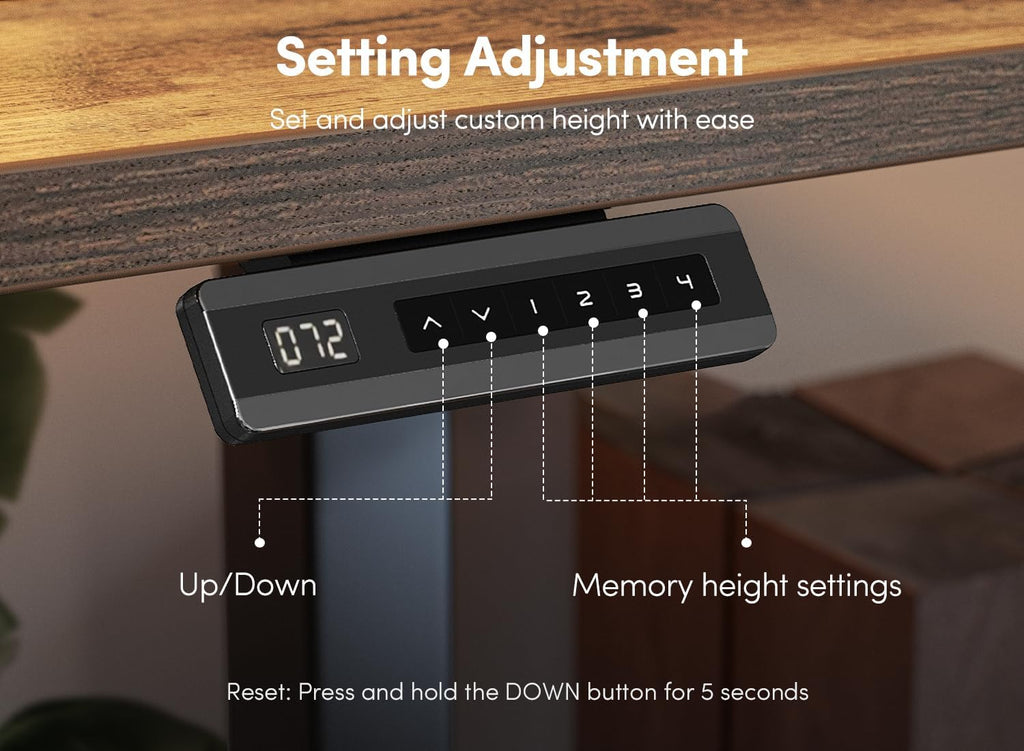 40 X 24 Inch Height Adjustable Electric Standing Desk with Double Drawer, Computer Desk, Home Office Stand up Table with 4 Height-Adjustable Feets & 2 Hooks, Rustic Brown